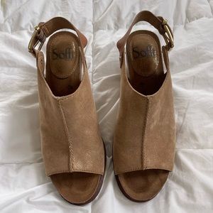 Gold-sheen brown Leather Women’s Sofft wedges. Size 6.5. Only 1-2 times